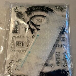 Decorative Clear Stamps Set. Stamps-embossing folders-die cuts